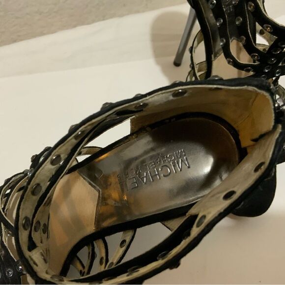 Micheal kors black suede rhinestone studded platforms heels size 7.5 - Picture 11 of 13